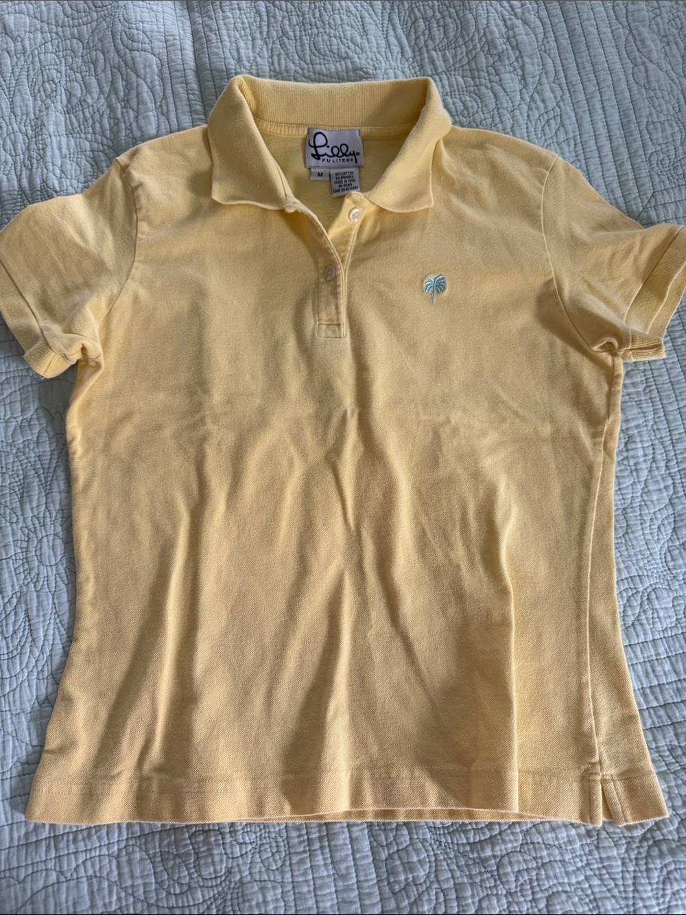 Lilly Pulitzer Yellow Polo Shirt with Palm Logo